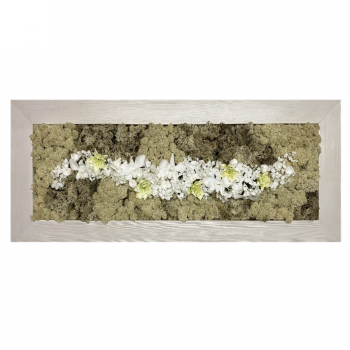 Květinový obraz v kombinaci s mechem  40x100 cm